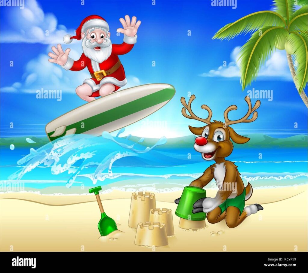 Tropical Santa At The Beach