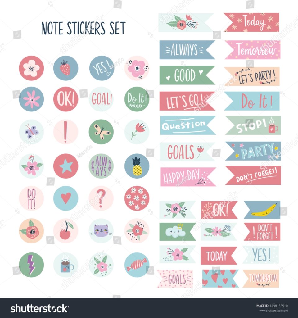 Set Stickers Planners Do Lists Cute Stock Vector Royalty Free 1498153910 Shutterstock