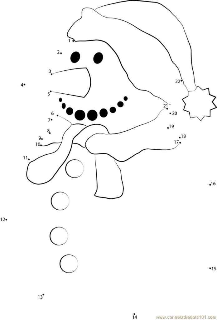 Snowman See Dot To Dot Printable Worksheet