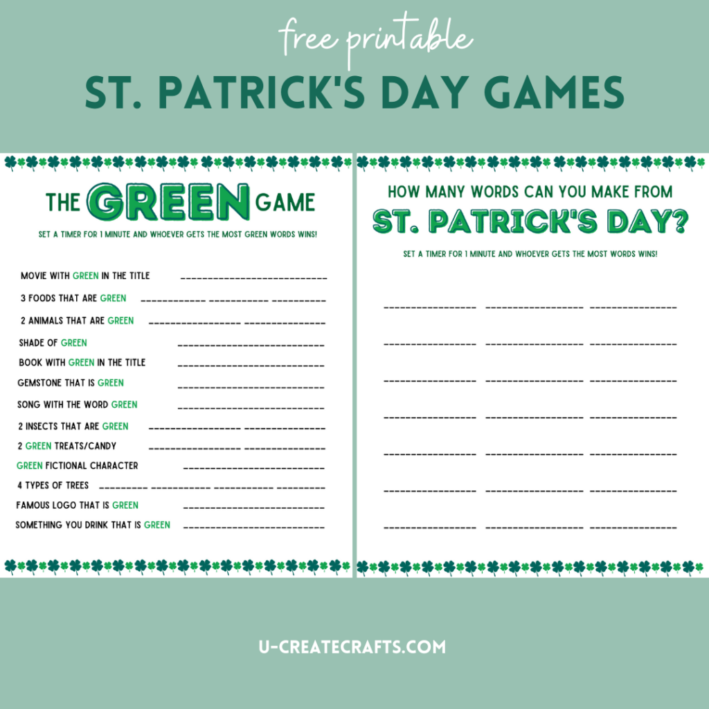 Printable St Patrick's Day Games