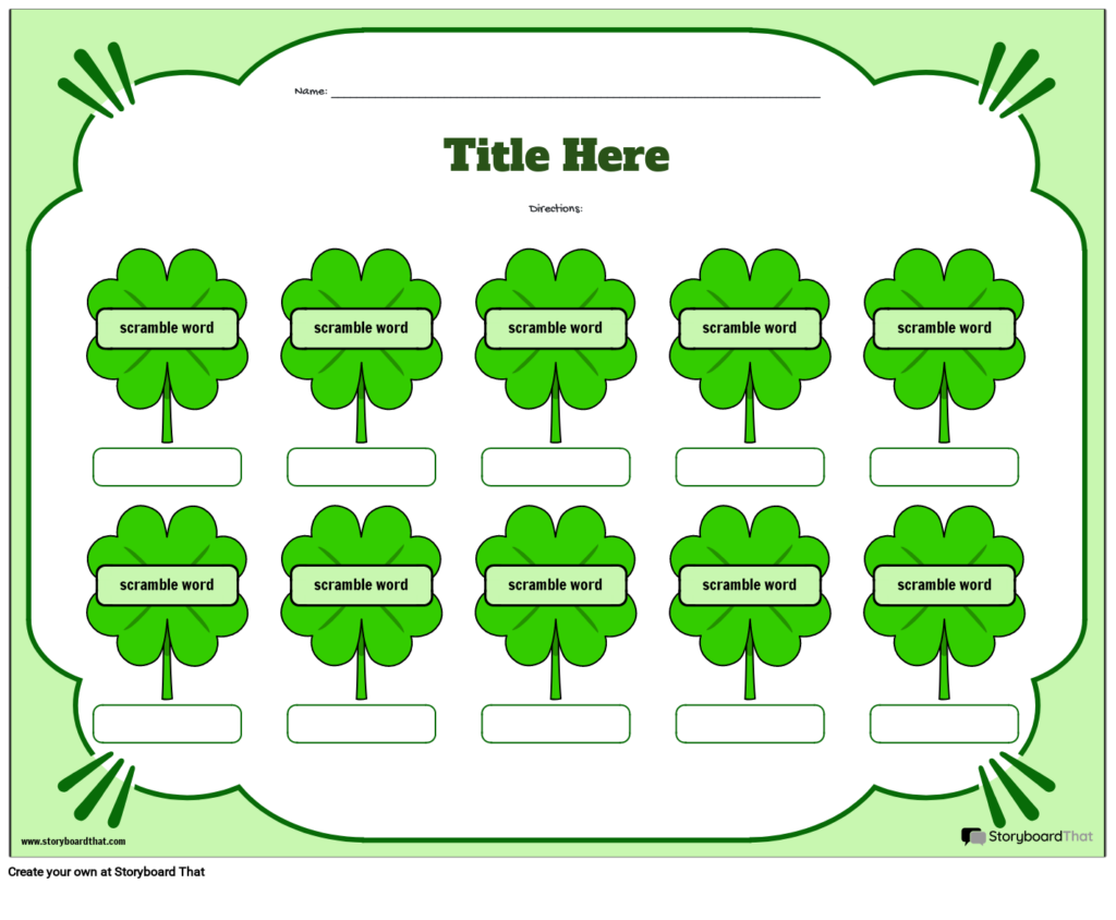 St Patrick s Day Word Scramble Template Storyboard