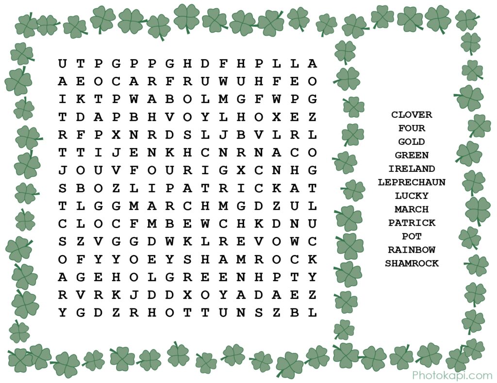 St Patrick Word Search Printable