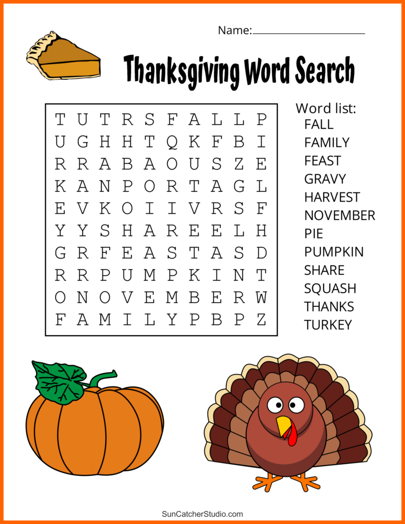 Thanksgiving Word Search Free Printable Puzzles DIY Projects Patterns Monograms Designs Templates