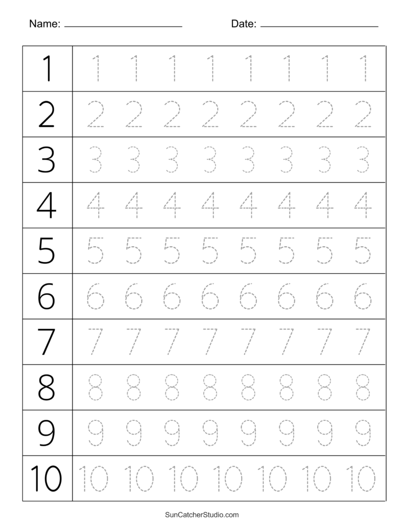 Tracing Numbers 1 To 10