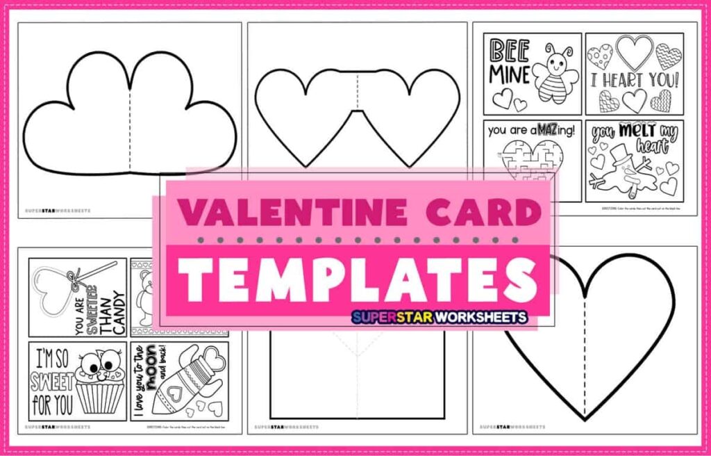 Valentine s Day Card Template Superstar Worksheets