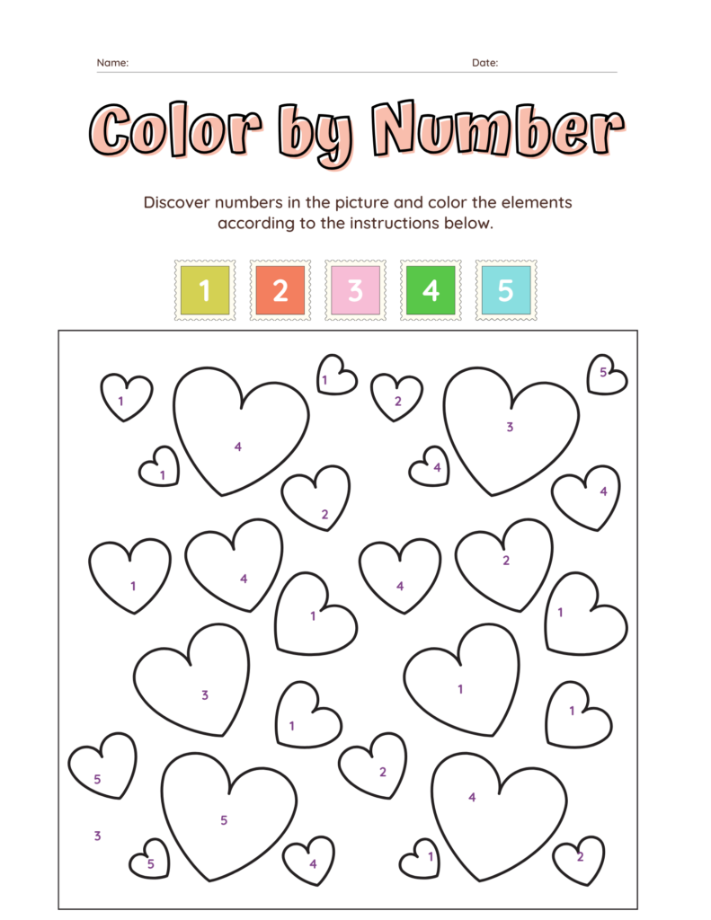 Valentine s Day FREE Color By Number Printable Worksheets Xoxoerinsmith