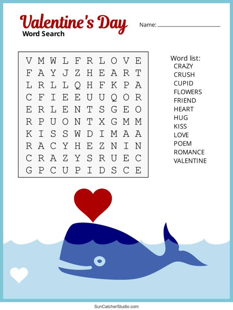 Valentine's Day Word Search Easy