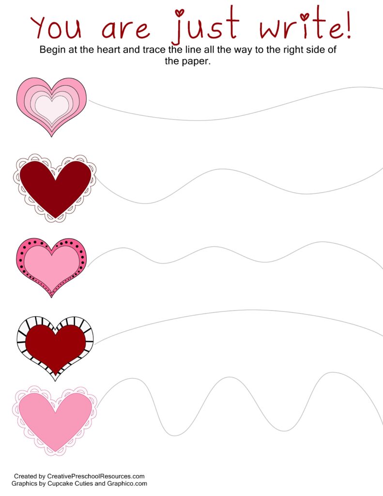 Valentine Trace Cut Printables Creative Preschool Resources