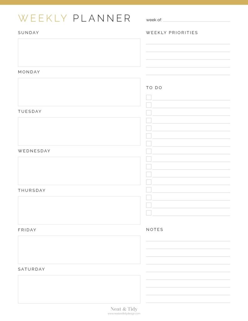 Planner With Vertical Weekly Layout