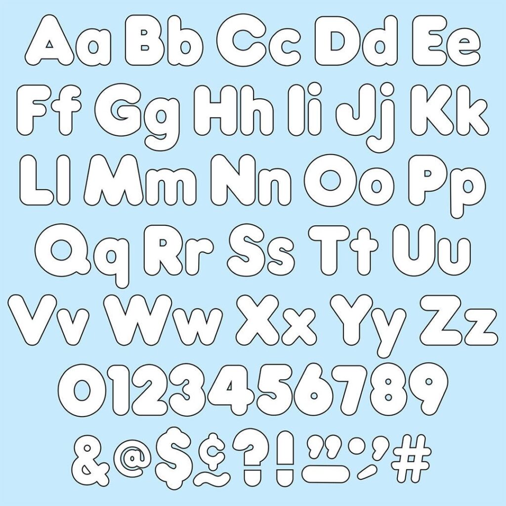 White 4 Inch Casual Uppercase Lowercase Combo Pack Ready Letters 