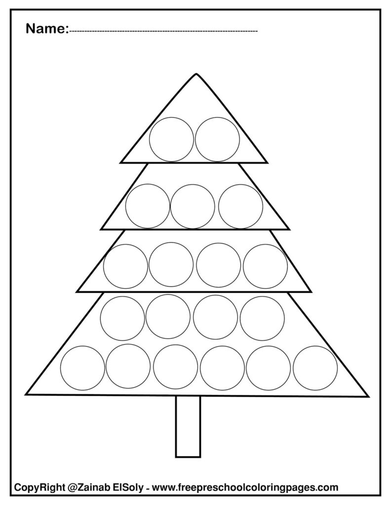 Christmas Tree Dot Art Printable